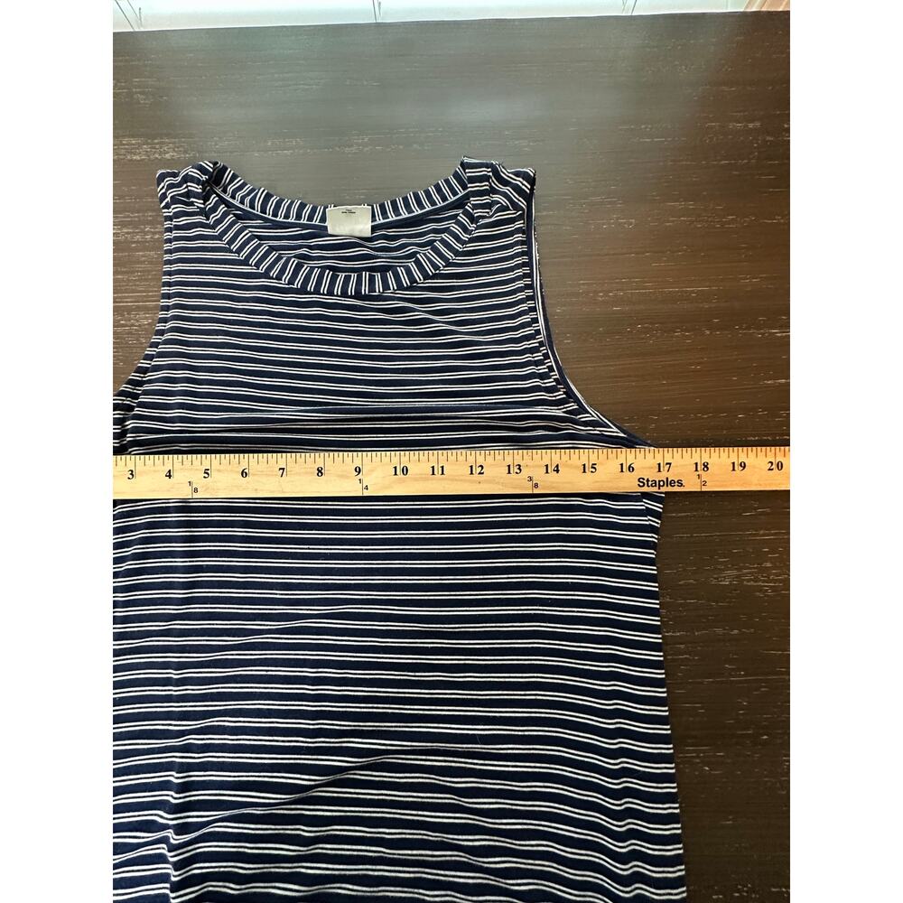 Soma Maxi Lounge Dress Sleeveless Blue Stripe Medium Side Slit Soft Comfy Travel - Picture 7 of 9